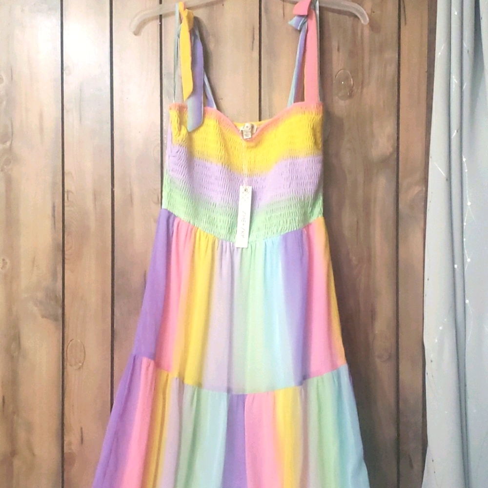 She + Sky Pastel Rainbow Maxi Dress